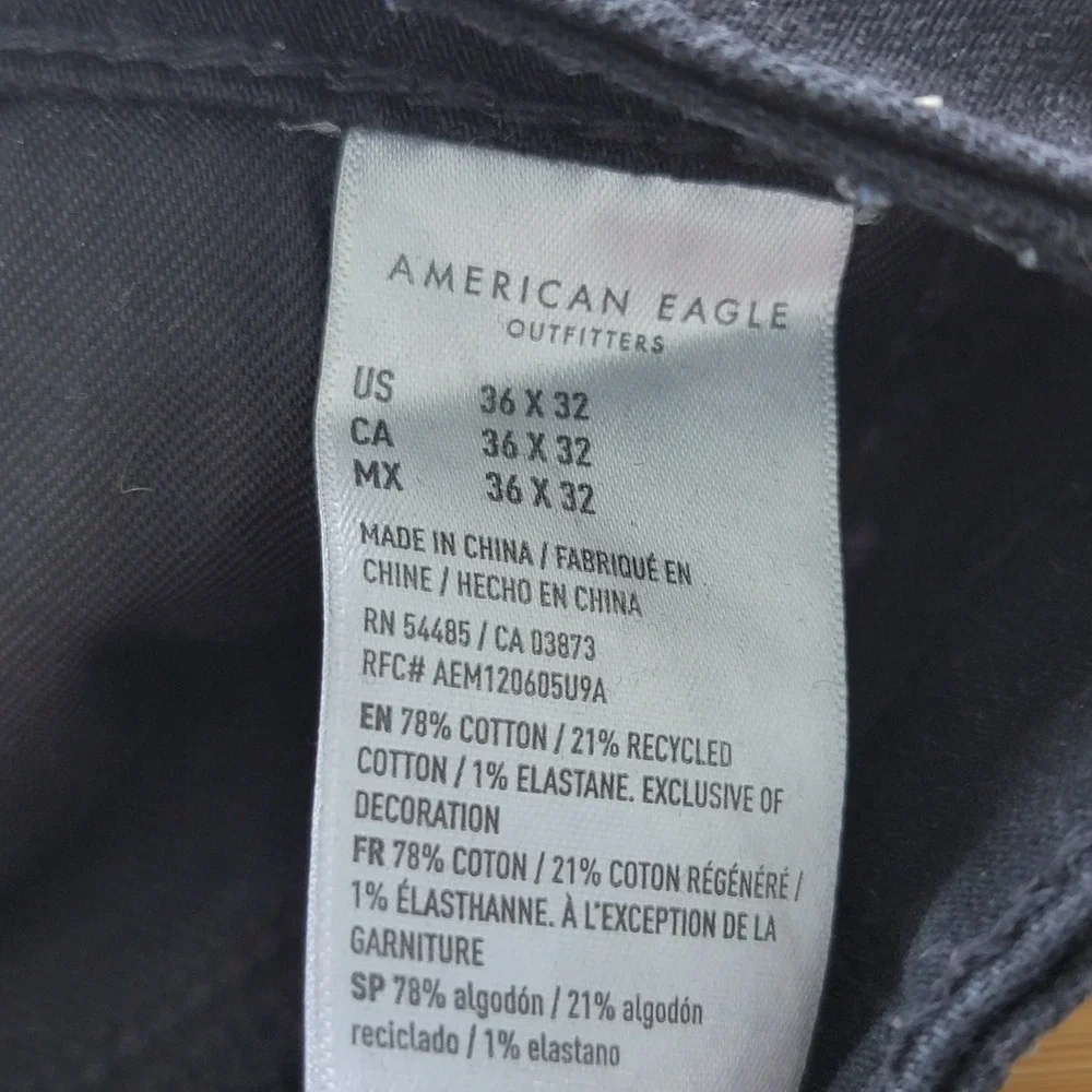 American Eagle AE 24/7 Athletic Skinny Jeans Men‎ 36x32 Black Airflex+